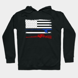 Fishing Rod Hunting Rifle American Flag Hoodie